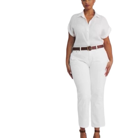 Lauren Ralph Lauren Eyelet Embroidery Relaxed Ankle Jeans White Wash Size 16/16W - Picture 2 of 9